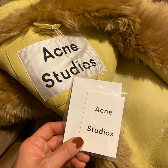 ACNE Studios Lamb Shearling Sheepskin coat teddy bear Green Brown - Picture 5 of 16